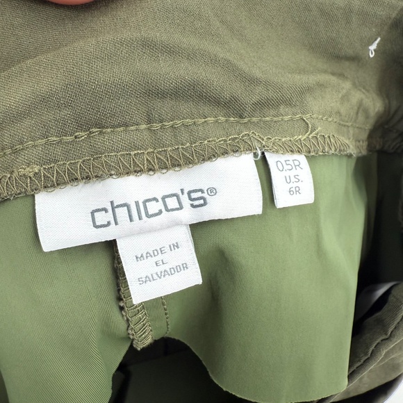 Chicos Pants Women 6 Green Pull On Stretch Ankle Nylon Blend Pockets Tech Office - Picture 5 of 11